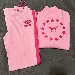 Rare Pink Victoria secret shining Pink Stars Tracksuit